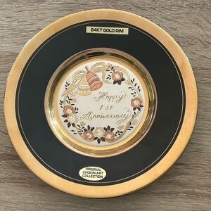1st Anniversary Chokin 24K Gold Rim Plate